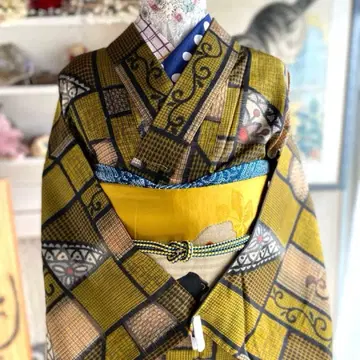 앤티크 기모노 다이쇼 로망 순수 실크 메이센 어린이에게도