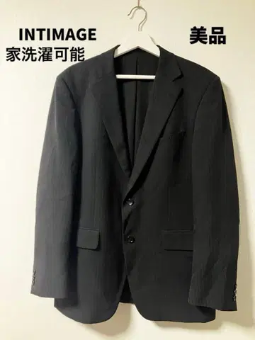 INTIMAGE 블랙 스트라이프 테일러드 자켓