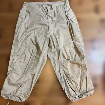 USA 빅 실루엣 스노우 카모 베이지 카고 팬츠 밴딩 밑단