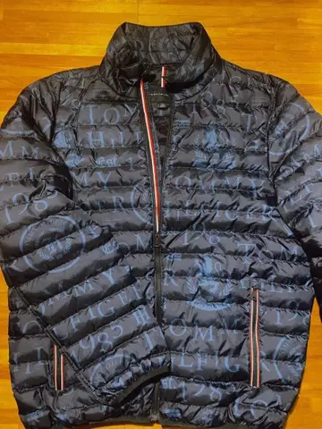 TOMMY HILFIGER 로고 다크 블루 다운 자켓 충전솜 경량