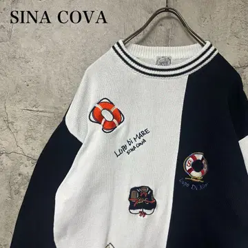 [ 초인기 ] SINA COVA 코튼 니트 와펜 자수 품절 모델