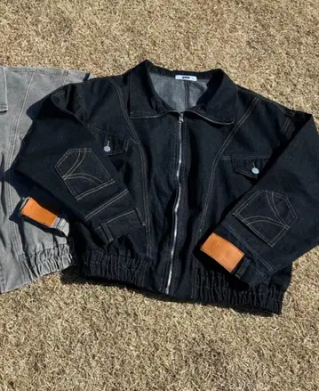 블랙 데님 자켓