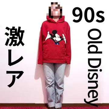 [ 레어 ] 90s 디즈니 플리스 후드티 자수 로고 빅 루즈 여성 빈티지