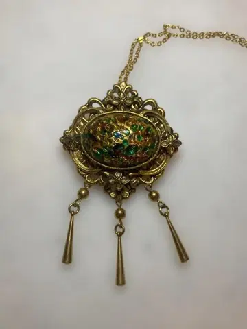 빈티지 칠보 세공 브로치 목걸이