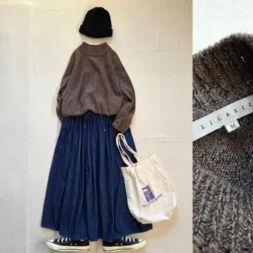 릴라시크 보틀넥 울 니트 노스 오브제 브라운