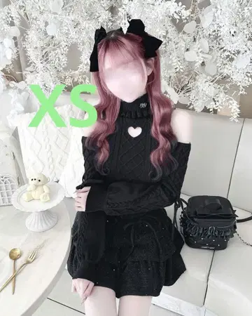 미셸 마카롱 허니 뮤우 하트컷 어깨트임 케이블 니트 XS 사이즈