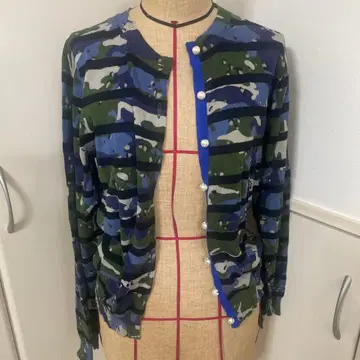 MUVEIL WORK 카모 패턴 버튼 긴팔 가디건