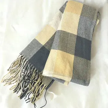 머플러 체크 무늬 프린지 복슬복슬 소재