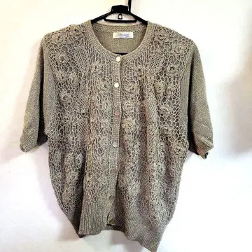 새상품 Allen & pico 베이지 레이스 편직 반팔 가디건