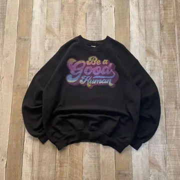 길단 USA 구제 의류 프린트 맨투맨 트레이닝복 영문 블랙