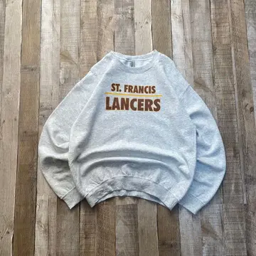 길단 USA 구제 의류 프린트 맨투맨 트레이닝복 그레이 영문자