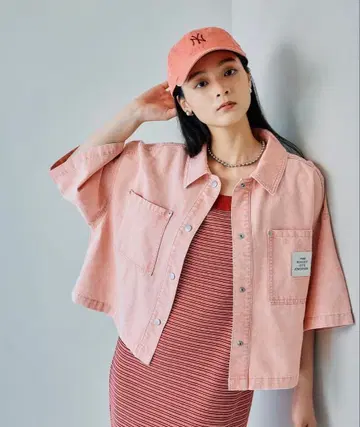 [ 새상품, 미사용 ] LEPSIM 핑크 반팔 셔츠 가격 인하