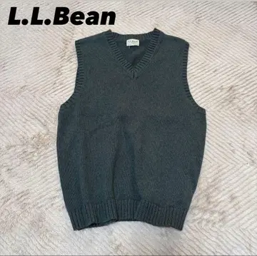 구제 L.L.Bean 코튼 베스트 V넥 심플한 디자인 M 그린
