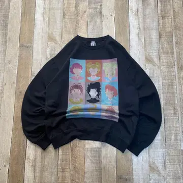 USA 구제 의류 프린트 헤어스타일 아트 맨투맨 트레이닝복 멀티