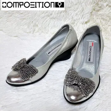 컨디션 최상 컴포지션 9 웨지솔 펌프스 리본 모티브