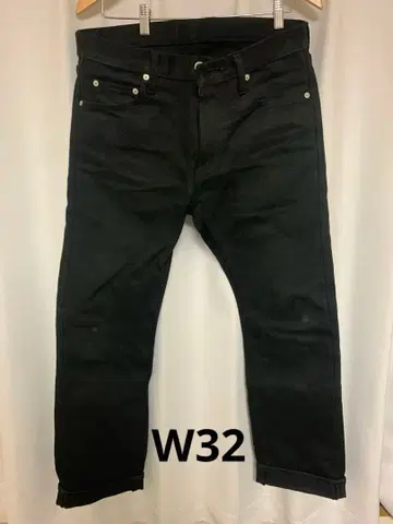 IRON HEART 블랙 갑옷 스트레이트 데님 W32