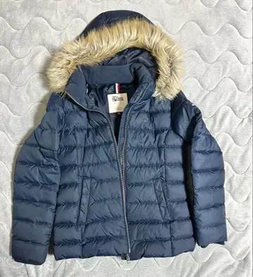 네이비 다운 자켓 후드 부착