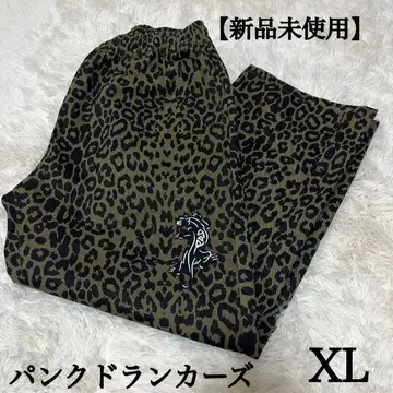 [ 미사용 새상품 ] 펑크 드렁커스 표범 무늬 팬츠 카키 XL
