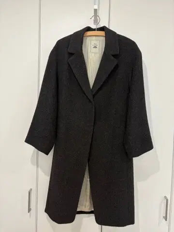 [ 새상품급 ] 울 알파카 혼방 롱 체스터 코트 차콜 그레이 깔끔한