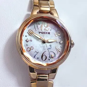 시티즌 WICCA 솔라 시계 핑크 골드 다이아몬드 쉘 다이얼