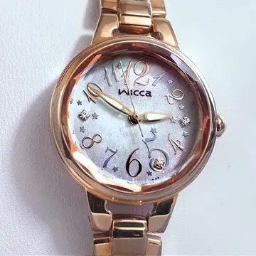 시티즌 WICCA 솔라 시계 핑크 골드 다이아몬드 장식