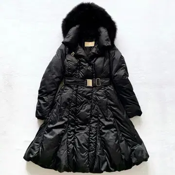 CINELLI STUDIO 구스 다운 100% 롱 코트 퍼 포함 블랙