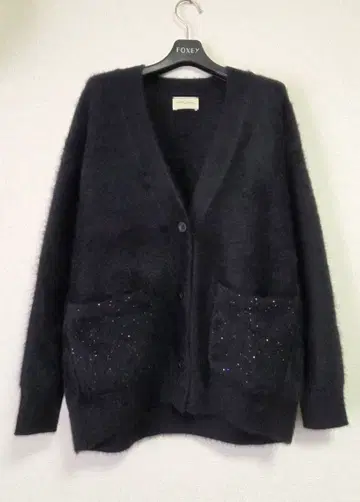 25AW 폭스 캐시미어 스팽글 미들 가디건