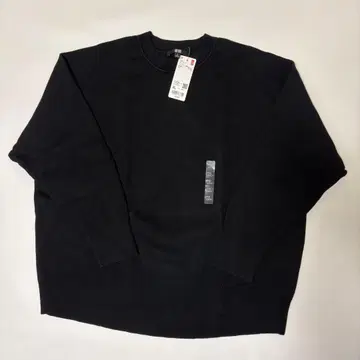미사용 UNIQLO 유니클로 스무스 코튼 릴랙스 크루 스웨터 블랙