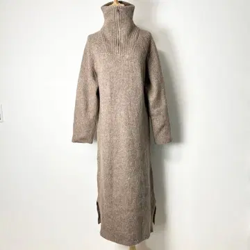 새상품급 티티베이트 브라운 zip 빅칼라 니트 롱 원피스 L