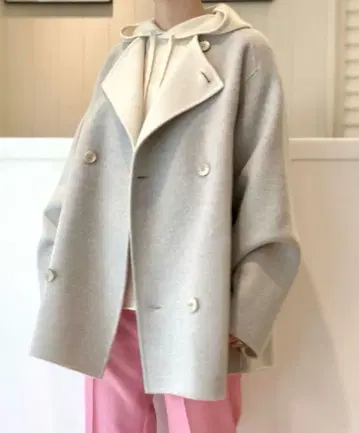 울 더블 페이스 컬러리스 숏 트렌치코트