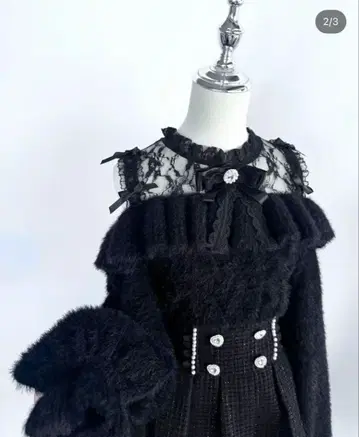 nogenki 레이스업 어깨 트임 니트 블랙