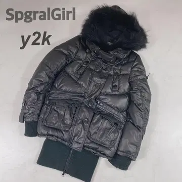 y2k 스파이럴 걸 퍼 다운 자켓 짧은 기장 리브 헤이세이 갸루 00s