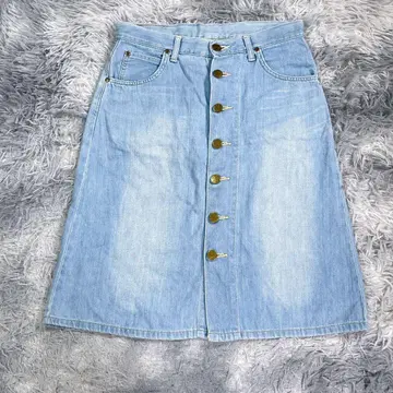 Lee [ M ] 무릎 기장 데님 스커트 라이트 블루 얇은 소재 여성용