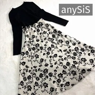 에니시스 미인백화 게재! 플라워 자카드 니트 도킹 원피스 사이즈 2