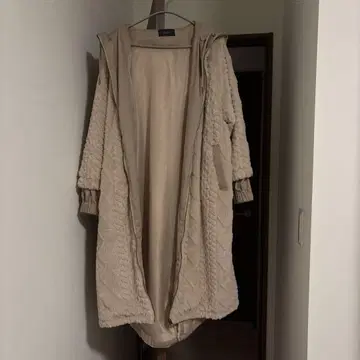 플리스 후드 코트 베이지