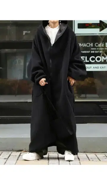 antiqua 보아 안감 롱 후드티 블랙