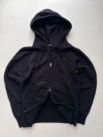 UNIQLO 더블 지퍼 집업 후드티 블랙