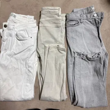 스트레이트 데님 3세트 화이트 아이보리 그레이