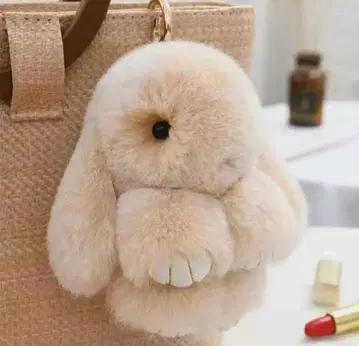 미사용 새상품 토끼형 키링 베이지