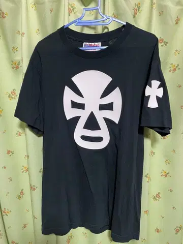 프로레슬링 마스크 디자인 블랙 T셔츠