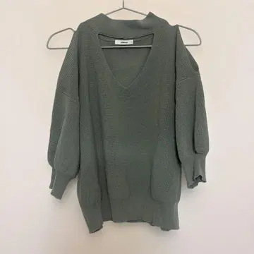 MURUA 그린 V넥 니트 스웨터