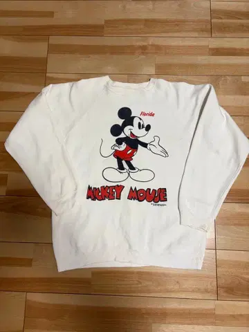 [ 레어 ] 디즈니 빈티지 맨투맨 미키 화이트 빈티지 구제 의류