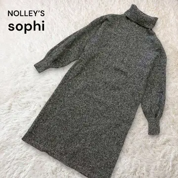 노리즈소피 터틀넥 니트 원피스 퍼프 슬리브 울 100%