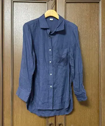 레어 새상품급 wafu 긴팔 셔츠 린넨 네이비 와후