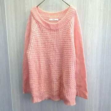 에프데 상의 니트 스웨터 모헤어 핑크 빅 사이즈 3L