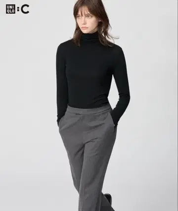 울트라 웜 히트텍 캐시미어 블렌드 터틀넥 T 블랙 그레이 내추럴 M