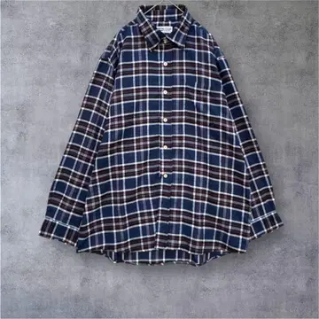 a2396 [코스비] 타탄 체크 플란넬 셔츠 블루 3L