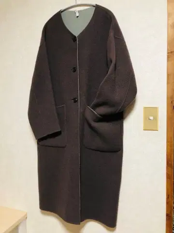 어반 리서치 리버서블 더블 페스티벌 롱 코트 노카라 브라운