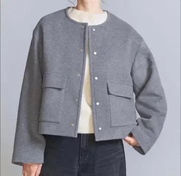 BEAUTY&YOUTH 모 혼방 노카라 숏코트