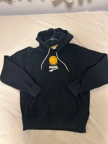 PUMA 블랙 후드 부착 후드티 S 사이즈